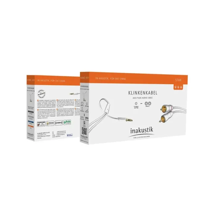 Аналоговий аудіокабель Inakustik Star 3,5mm Mini Jack > 2 x RCA white 0,75m