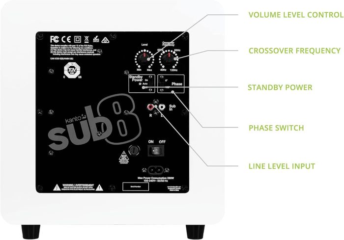 Kanto SUB8 White (SUB8MW-CG)