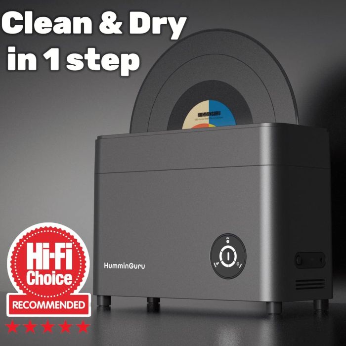 Мийка для вінілу HumminGuru Ultrasonic Vinyl Record Cleaner Bundle (With 7"&10" Record Adapter) Dark Grey