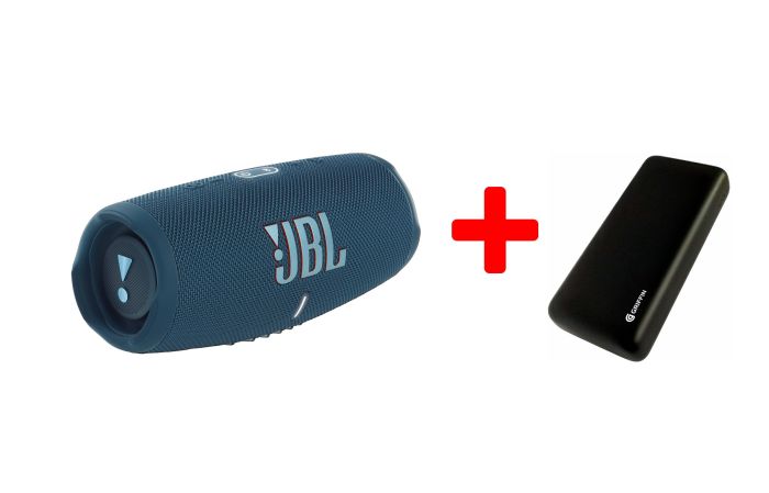 JBL Charge 5 Blue + батарея 20000 мАг Griffin GP-149-BLK (JBLCHARGE5BLUPB)