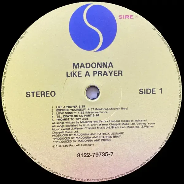 LP Madonna: Like A Prayer