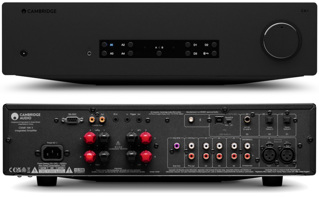 Інтегральний підсилювач Cambridge Audio CXA81 MKII Black &mdash; вигляд спереду та ззаду